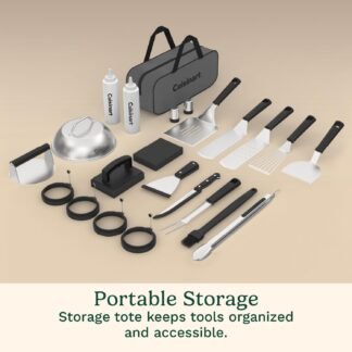 Cuisinart 24-Piece Griddle Tool Set with Storage Tote Stainless Steel Flat Top Grill Accessories with Spatulas Melting Dome Smash Burger Press Scraper Tongs Perfect for - lunas-mystic-emporium.com Cuisinart 24-Piece Griddle Tool Set with Storage Tote, Stainless Steel Flat Top Grill Accessories with Spatulas, Melting Dome, Smash Burger Press, Scraper & Tongs, Perfect for...