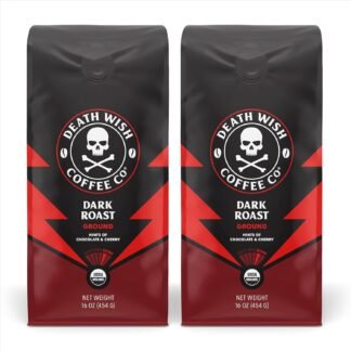 Death Wish Coffee, Organic and Fair Trade Medium Roast Ground Coffee, 16 Ounce (Pack of 1)