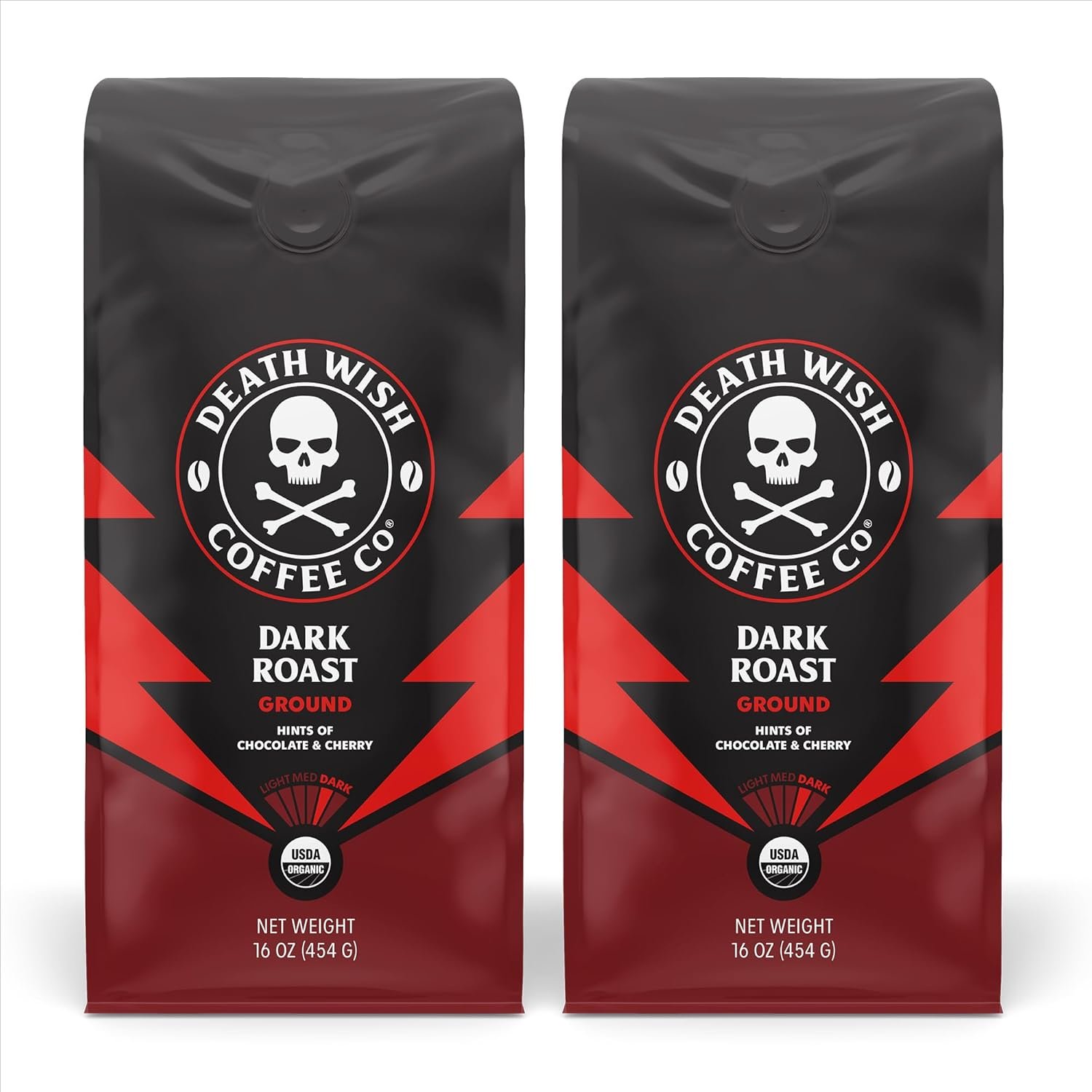 Death Wish Coffee, Organic and Fair Trade Medium Roast Ground Coffee, 16 Ounce (Pack of 1)