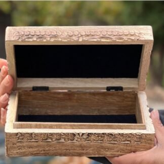 DharmaObjects Celestial Moon and Stars Hand Carved Wooden Storage Keepsake Box (Large, Moon & Stars)