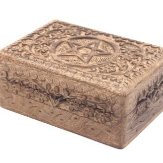 DharmaObjects Celestial Moon and Stars Hand Carved Wooden Storage Keepsake Box (Large, Moon & Stars)