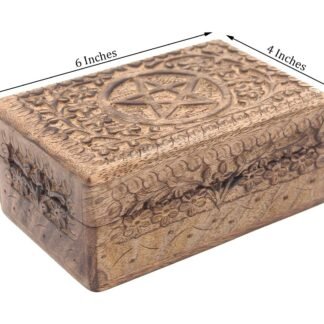 DharmaObjects Celestial Moon and Stars Hand Carved Wooden Storage Keepsake Box (Large, Moon & Stars)