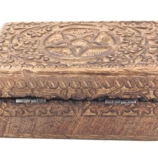 DharmaObjects Celestial Moon and Stars Hand Carved Wooden Storage Keepsake Box (Large, Moon & Stars)
