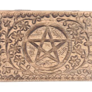 DharmaObjects Celestial Moon and Stars Hand Carved Wooden Storage Keepsake Box (Large, Moon & Stars)