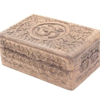 DharmaObjects Celestial Moon and Stars Hand Carved Wooden Storage Keepsake Box (Large, Moon & Stars)