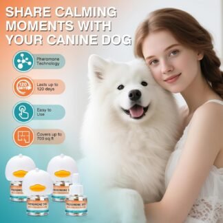 Dog Calming Pheromones Diffuser to Calm Pet 7 In 1 Advanced Kit Appeasing Pheromone Diffuser for Anxiety Relief (3 Plug in+4 Pack 48ml Refill) Reduce Aggression Fighting Barking...