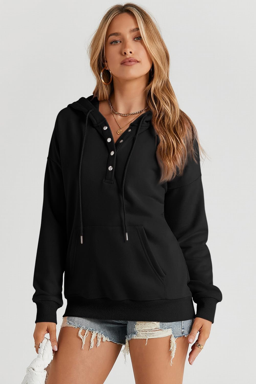 Dokotoo Womens 2025 Hoodies Button Collar Drawstring Hooded Pullover Sweatshirt Casual Long Sleeve Tops Shirts - lunas-mystic-emporium.com Dokotoo Womens 2025 Hoodies Button Collar Drawstring Hooded Pullover Sweatshirt Casual Long Sleeve Tops Shirts