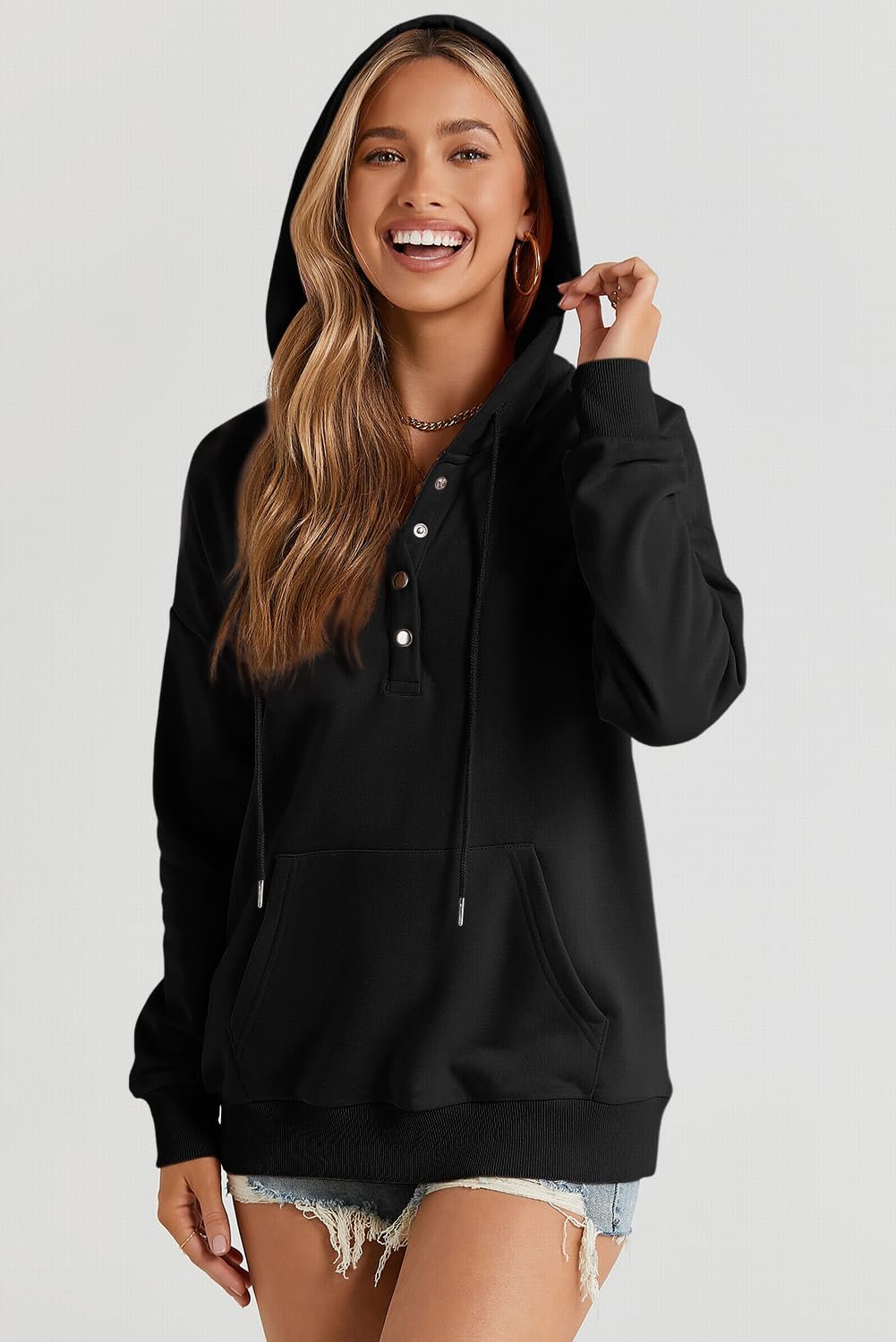 Dokotoo Womens 2025 Hoodies Button Collar Drawstring Hooded Pullover Sweatshirt Casual Long Sleeve Tops Shirts - lunas-mystic-emporium.com Dokotoo Womens 2025 Hoodies Button Collar Drawstring Hooded Pullover Sweatshirt Casual Long Sleeve Tops Shirts