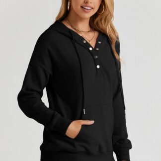 Dokotoo Womens 2025 Hoodies Button Collar Drawstring Hooded Pullover Sweatshirt Casual Long Sleeve Tops Shirts - lunas-mystic-emporium.com Dokotoo Womens 2025 Hoodies Button Collar Drawstring Hooded Pullover Sweatshirt Casual Long Sleeve Tops Shirts