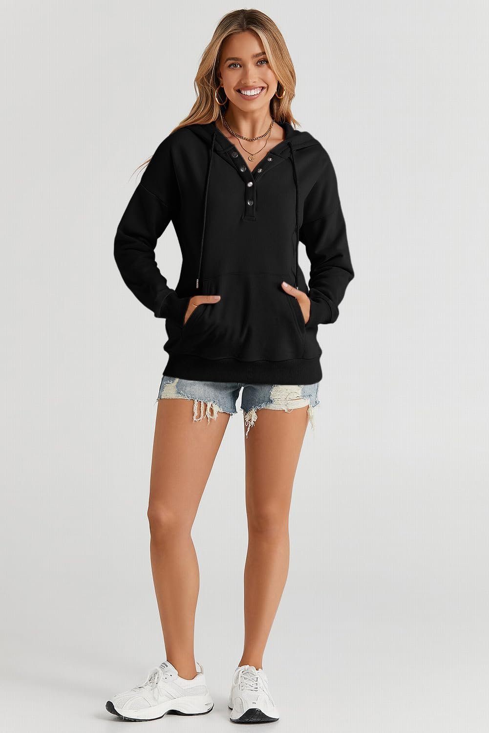 Dokotoo Womens 2025 Hoodies Button Collar Drawstring Hooded Pullover Sweatshirt Casual Long Sleeve Tops Shirts - lunas-mystic-emporium.com Dokotoo Womens 2025 Hoodies Button Collar Drawstring Hooded Pullover Sweatshirt Casual Long Sleeve Tops Shirts