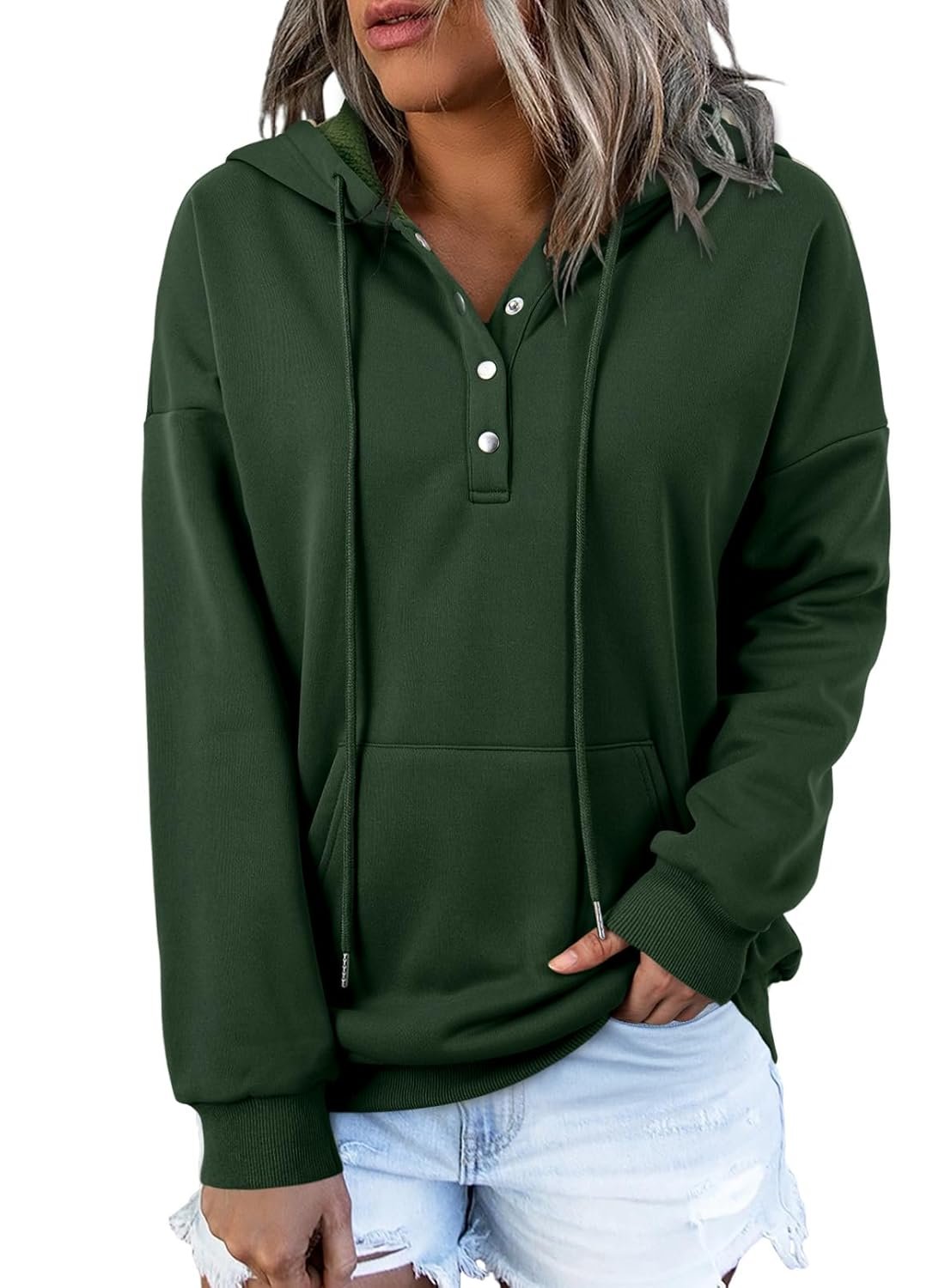 Dokotoo Womens 2025 Hoodies Button Collar Drawstring Hooded Pullover Sweatshirt Casual Long Sleeve Tops Shirts - lunas-mystic-emporium.com Dokotoo Womens 2025 Hoodies Button Collar Drawstring Hooded Pullover Sweatshirt Casual Long Sleeve Tops Shirts