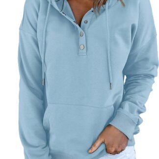 Dokotoo Womens 2025 Hoodies Button Collar Drawstring Hooded Pullover Sweatshirt Casual Long Sleeve Tops Shirts - lunas-mystic-emporium.com Dokotoo Womens 2025 Hoodies Button Collar Drawstring Hooded Pullover Sweatshirt Casual Long Sleeve Tops Shirts