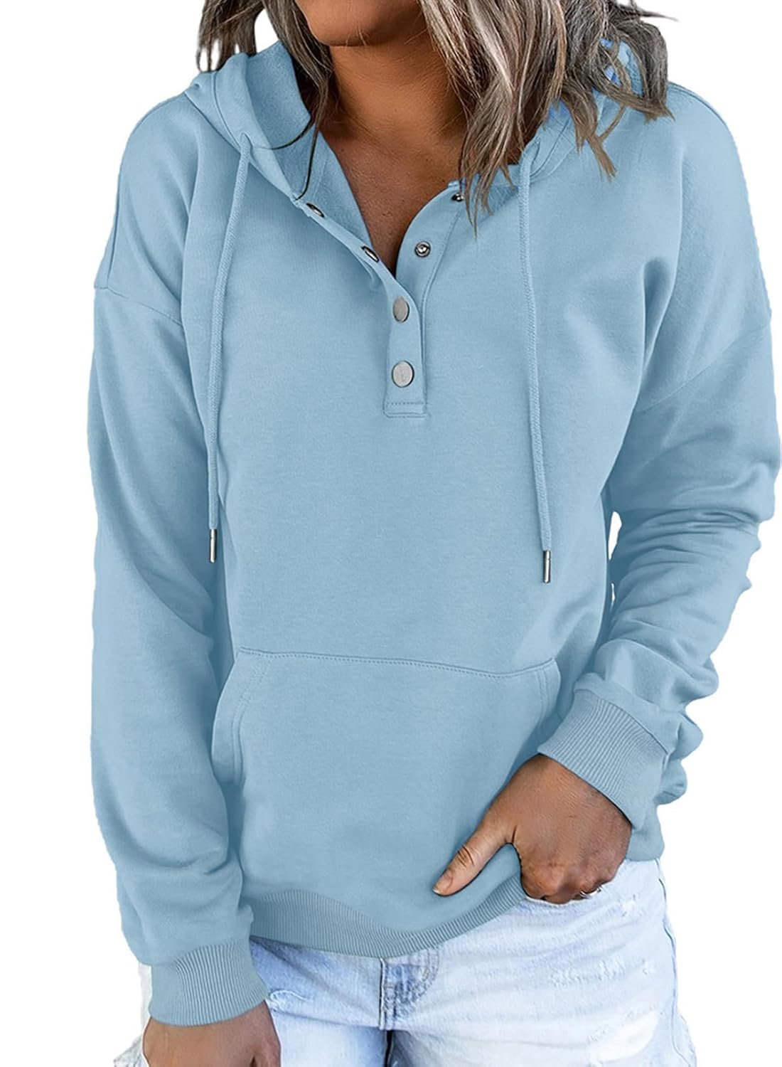 Dokotoo Womens 2025 Hoodies Button Collar Drawstring Hooded Pullover Sweatshirt Casual Long Sleeve Tops Shirts - lunas-mystic-emporium.com Dokotoo Womens 2025 Hoodies Button Collar Drawstring Hooded Pullover Sweatshirt Casual Long Sleeve Tops Shirts