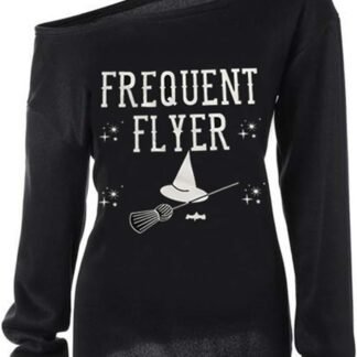 Dutebare Women Halloween Off Shoulder Sweatshirt Slouchy Witch Shirt Long Sleeve Pullover Tops