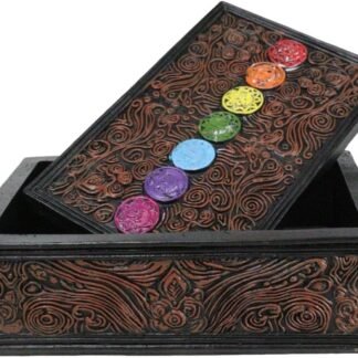 Ebros Gift Metaphysical Rainbow 7 Chakra Zone Colors Wicca Divination With Floral Scrollwork Ornate Tarot Cards Decorative Box Storage Stash Trinket Jewelry Boxes