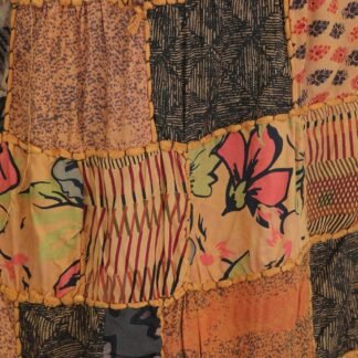 Exotic India Long Printed Dori Skirt from Gujarat with Patch Work - Rayon