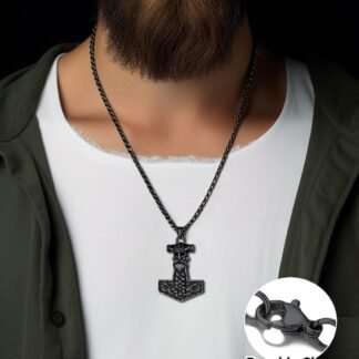 FaithHeart Viking Thors Hammer Talisman Necklace for Men Vintage Norse Mjolnir Amulet Pendant with Sturdy Wheat Chain Stainless Steel Jewelry Gift Box - lunas-mystic-emporium.com FaithHeart Viking Thor's Hammer Talisman Necklace for Men, Vintage Norse Mjolnir Amulet Pendant with Sturdy Wheat Chain, Stainless Steel Jewelry (Gift Box)