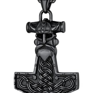 FaithHeart Viking Thor's Hammer Talisman Necklace for Men, Vintage Norse Mjolnir Amulet Pendant with Sturdy Wheat Chain, Stainless Steel Jewelry (Gift Box)