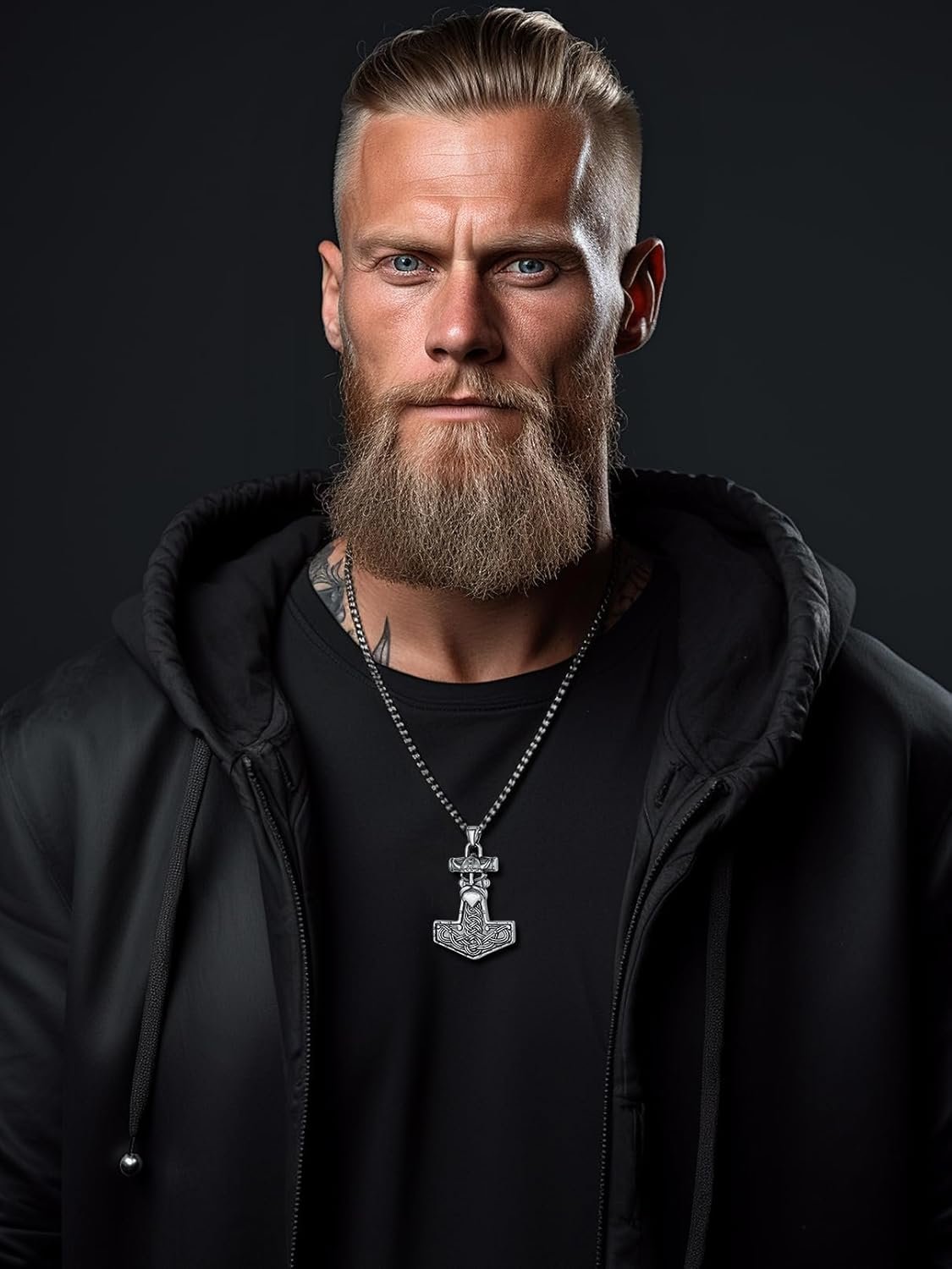 FaithHeart Viking Thors Hammer Talisman Necklace for Men Vintage Norse Mjolnir Amulet Pendant with Sturdy Wheat Chain Stainless Steel Jewelry Gift Box - lunas-mystic-emporium.com FaithHeart Viking Thor's Hammer Talisman Necklace for Men, Vintage Norse Mjolnir Amulet Pendant with Sturdy Wheat Chain, Stainless Steel Jewelry (Gift Box)