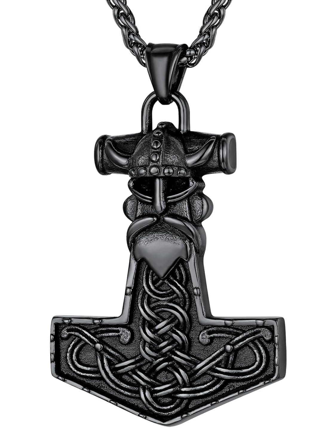 FaithHeart Viking Thors Hammer Talisman Necklace for Men Vintage Norse Mjolnir Amulet Pendant with Sturdy Wheat Chain Stainless Steel Jewelry Gift Box - lunas-mystic-emporium.com FaithHeart Viking Thor's Hammer Talisman Necklace for Men, Vintage Norse Mjolnir Amulet Pendant with Sturdy Wheat Chain, Stainless Steel Jewelry (Gift Box)