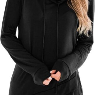 Fallorchid Womens Cowl Neck Tunic Tops Long Sleeve Pullovers Casual Drawstring Sweatshirts