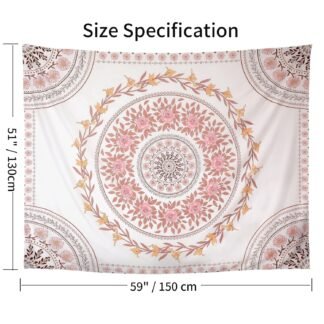 FLY SPRAY Mandala Tapestry Aesthetic,Boho Tapestry Wall Hanging,Pink Floral Medallion Tapestries,Bohemian Wall Art Hippie Decor for Bedroom Living Room Dorm