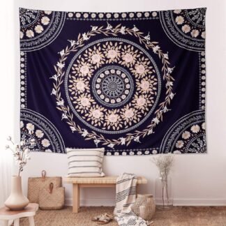 FLY SPRAY Mandala Tapestry Aesthetic,Boho Tapestry Wall Hanging,Pink Floral Medallion Tapestries,Bohemian Wall Art Hippie Decor for Bedroom Living Room Dorm