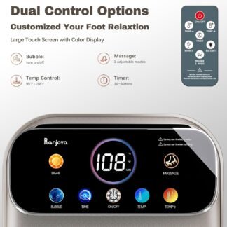 Foot Spa Electric Rotary Massage, with Touchscreen Pro Color Display, Collapsible Foot Bath with Heat, Bubble,Remote Control, Temp Control, and 24 Motorized Shiatsu Massage...