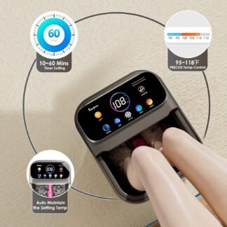 Foot Spa Electric Rotary Massage, with Touchscreen Pro Color Display, Collapsible Foot Bath with Heat, Bubble,Remote Control, Temp Control, and 24 Motorized Shiatsu Massage...
