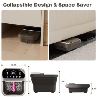 Foot Spa Electric Rotary Massage, with Touchscreen Pro Color Display, Collapsible Foot Bath with Heat, Bubble,Remote Control, Temp Control, and 24 Motorized Shiatsu Massage...