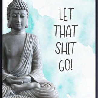 Funny Zen Buddhism Meditation Wall Art - New Age Tranquility Buddha Statue - Bathroom, Bath, Restroom, Yoga Room, Office, Spa Wall Decor - Humorous Gift for Women, Entrepreneur...