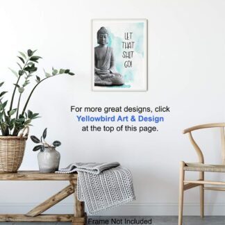 Funny Zen Buddhism Meditation Wall Art - New Age Tranquility Buddha Statue - Bathroom, Bath, Restroom, Yoga Room, Office, Spa Wall Decor - Humorous Gift for Women, Entrepreneur...
