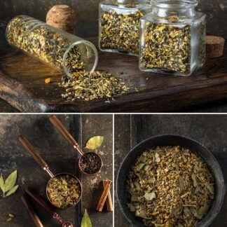 Gardenika Organic Loose Leaf Tea Sampler - Herbal Caffeine-Free Set - Ayurvedic Blend, KSA Kosher, No Natural or Artificial Flavors (5 Pack)