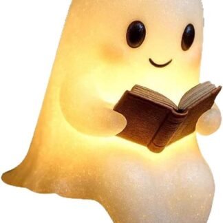 Ghost Reading Book Lamp, Ghost Night Light,3D Resin Ghost Lamp,Ghost Figurine Decorations Indoor, Ghost Warm Lighted Indoor Figurine for Party Bedroom Study Room