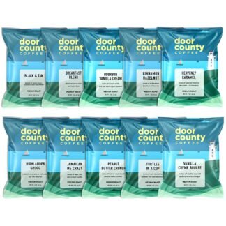 Gourmet Flavored Coffee Sampler Pack - 10 Bags of Unique Flavored Coffees – 100% Specialty Grade 1 Arabica -1.5 oz Full-Pot Bags - Roasted by Door County Coffee