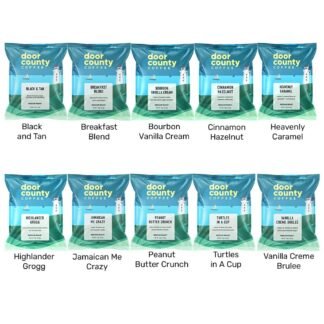 Gourmet Flavored Coffee Sampler Pack - 10 Bags of Unique Flavored Coffees – 100% Specialty Grade 1 Arabica -1.5 oz Full-Pot Bags - Roasted by Door County Coffee