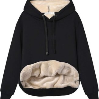 Haellun Womens Casual Winter Warm Fleece Sherpa Lined Pullover Hooded Sweatshirt