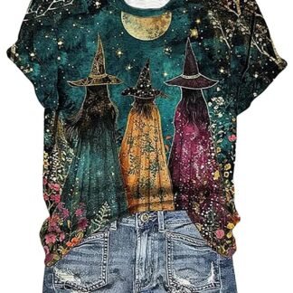 Halloween Witch Party Shirt Women Midsummer Witches Gather Tshirt Vintage Graphic Tee Short Sleeve Casual Fall Tops - lunas-mystic-emporium.com Halloween Witch Party Shirt Women Midsummer Witches Gather Tshirt Vintage Graphic Tee Short Sleeve Casual Fall Tops