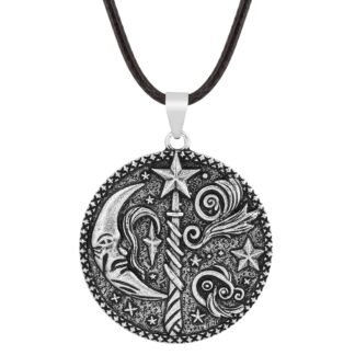 HAQUIL Vintage Wiccan Witch Necklace, Faux Leather Cord, Magical Witchy Jewelry Gift for Women