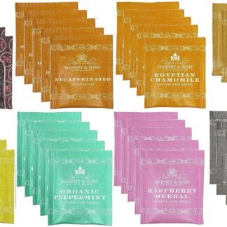 Harney & Sons Assorted Tea Bag Sampler 40 Count – Harney Decaf Tea Bags Variety Packs, Herbal Tea Bundle Caffeine Free Tea