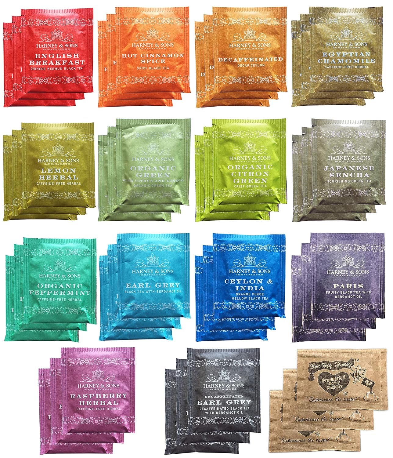 Harney Sons Assorted Tea Bag Sampler Bundle 42 Count With Honey Crystal Packs Great for Birthday Hostess and Co-worker Gifts Tea Set Gifts Tea Variety Pack - lunas-mystic-emporium.com Harney & Sons Assorted Tea Bag Sampler Bundle 42 Count With Honey Crystal Packs Great for Birthday, Hostess and Co-worker Gifts, Tea Set Gifts, Tea Variety Pack