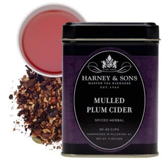 Harney & Sons Mulled Plum Cider, 4oz Loose Leaf Herbal Tea with Cinnamon, Rooibos, Apple Pieces, and Plum