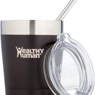 Healthy Human Stainless Steel Tumbler with Straw | Splash Proof Insulated Travel Cruiser Cup | Eco-Friendly Coffee Tumblers with Straws Cleaner & Splash Proof Lid (12oz, Pure...