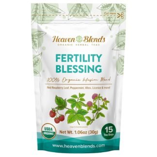 Heaven Blends Fertility Blessing Tea for Women – Red Raspberry Leaf, Peppermint, Chaste Tree Berry (Vitex), Red Clover, Nettle & Licorice – USDA Organic, Caffeine-Free,...