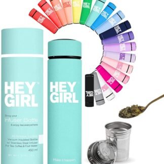 Hey Girl Tea Infuser Bottle 450ml - Insulated Stainless Steel Water Bottle - Tea Tumbler with Tea Diffuser - Portable Travel Mug for Loose Leaf Tea & Infused Water - Tea Lovers...