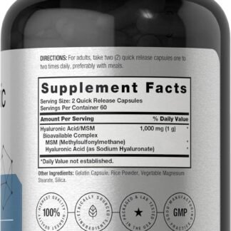 Horbäach Hyaluronic Acid with MSM | 1000 mg | 120 Capsules | Non-GMO and Gluten Free Supplement | Bioavailable Formula - lunas-mystic-emporium.com Horbäach Hyaluronic Acid with MSM | 1000 mg | 120 Capsules | Non-GMO and Gluten Free Supplement | Bioavailable Formula
