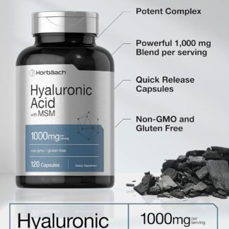 Horbäach Hyaluronic Acid with MSM | 1000 mg | 120 Capsules | Non-GMO and Gluten Free Supplement | Bioavailable Formula - lunas-mystic-emporium.com Horbäach Hyaluronic Acid with MSM | 1000 mg | 120 Capsules | Non-GMO and Gluten Free Supplement | Bioavailable Formula