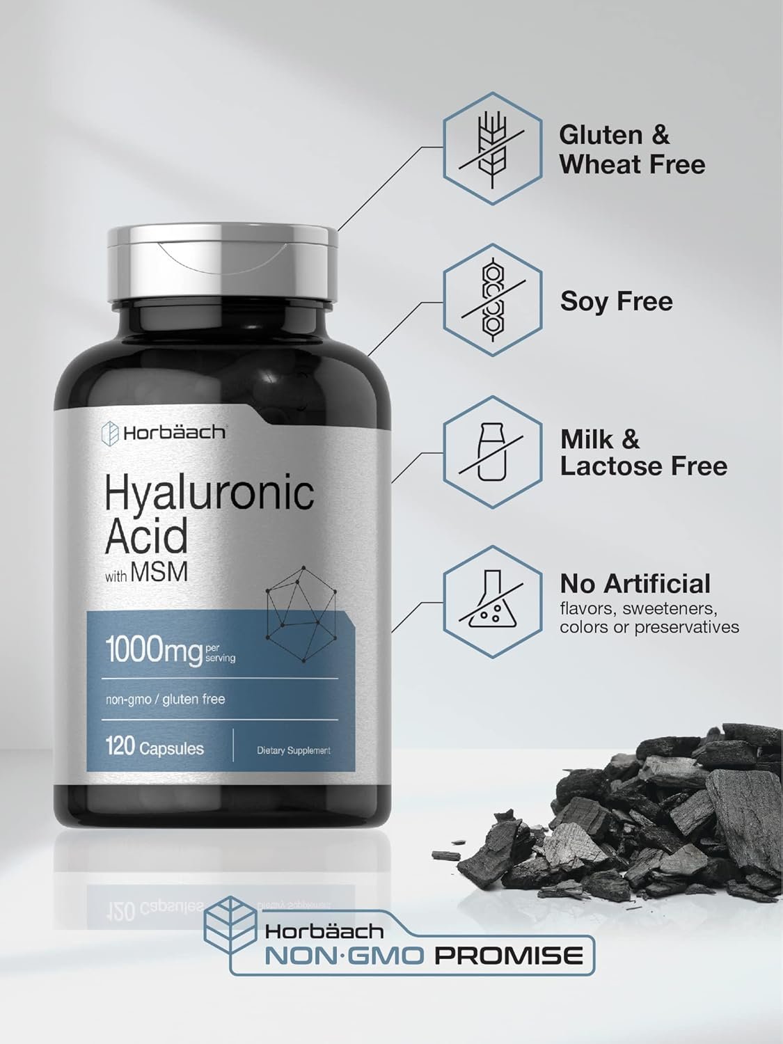 Horbäach Hyaluronic Acid with MSM | 1000 mg | 120 Capsules | Non-GMO and Gluten Free Supplement | Bioavailable Formula - lunas-mystic-emporium.com Horbäach Hyaluronic Acid with MSM | 1000 mg | 120 Capsules | Non-GMO and Gluten Free Supplement | Bioavailable Formula