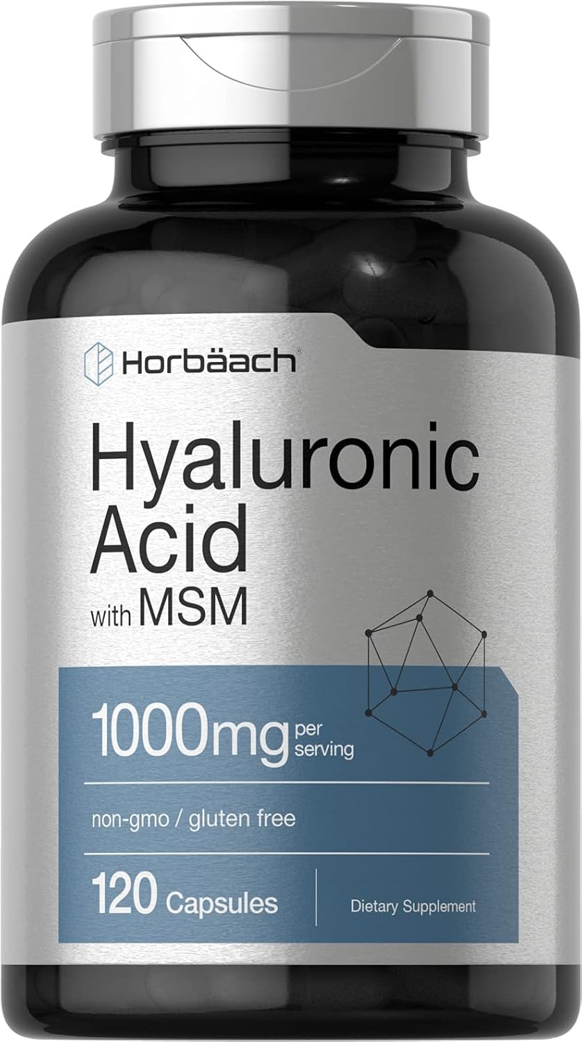 Horbäach Hyaluronic Acid with MSM | 1000 mg | 120 Capsules | Non-GMO and Gluten Free Supplement | Bioavailable Formula - lunas-mystic-emporium.com Horbäach Hyaluronic Acid with MSM | 1000 mg | 120 Capsules | Non-GMO and Gluten Free Supplement | Bioavailable Formula