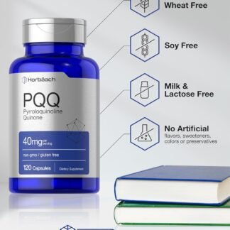 Horbäach PQQ Supplement 40 mg | 120 Capsules | Maximum Strength | Non-GMO and Gluten Free Supplement | Pyrroloquinoline Quinone Disodium Salt